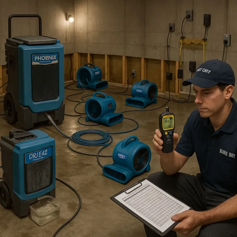 Structural Drying and Dehumidification process in Chowchilla, CA